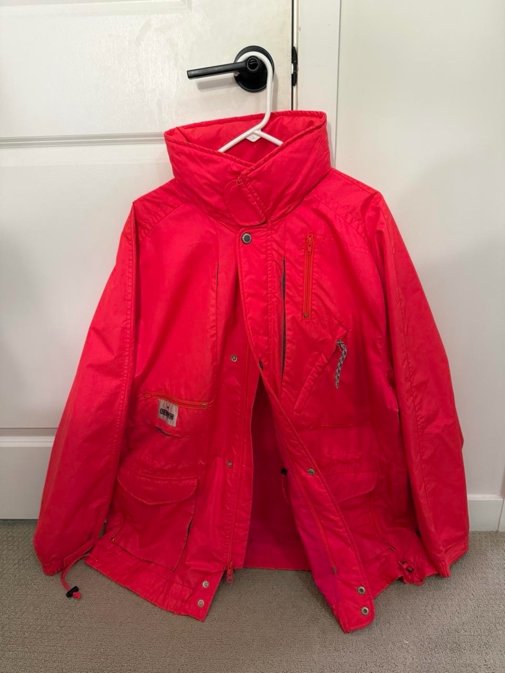 Vintage 90s Obermeyer Climber Ski Jacket Red Hooded Snow Parka